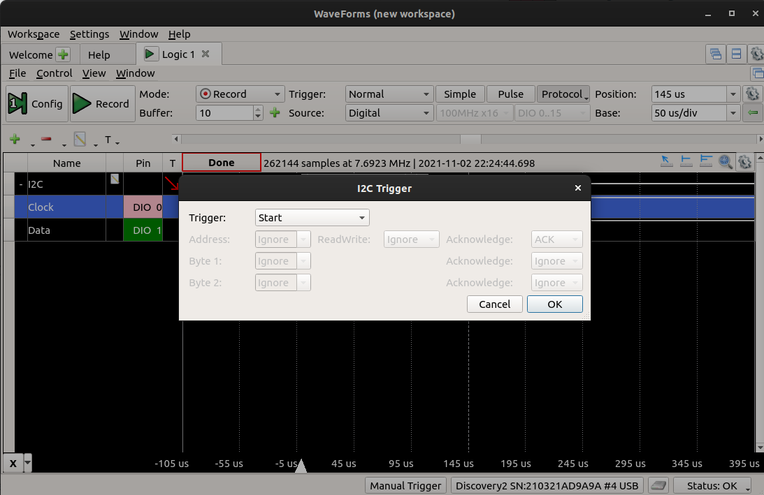 Serial communication with I2C