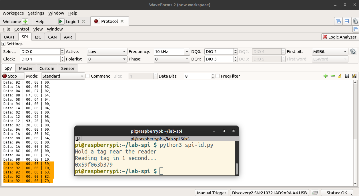 In the Protocol tools, you can find exactly the data sent from the module to the Pi.