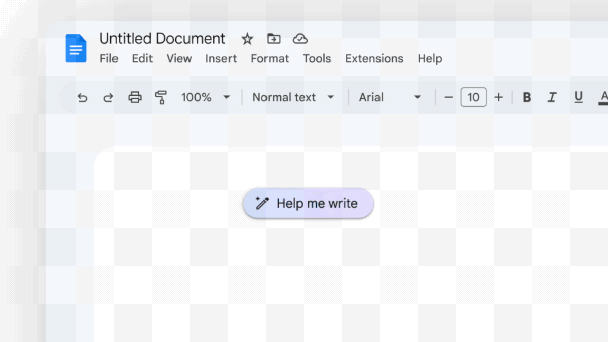 Animated screenshot of an AI writing feature inside a document editor.