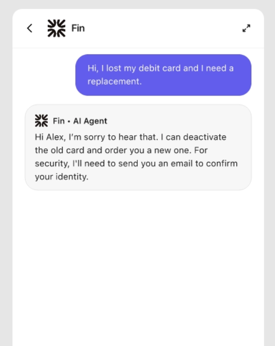Screenshot of an AI customer support chat assistant drafting a response to a user request.